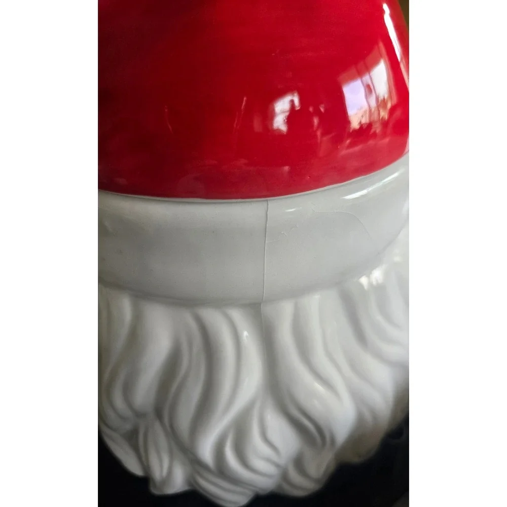 Member's Mark Santa Claus Head Ceramic Cookie Jar Christmas Holiday‎ Decor Red